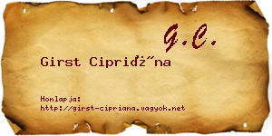 Girst Cipriána névjegykártya